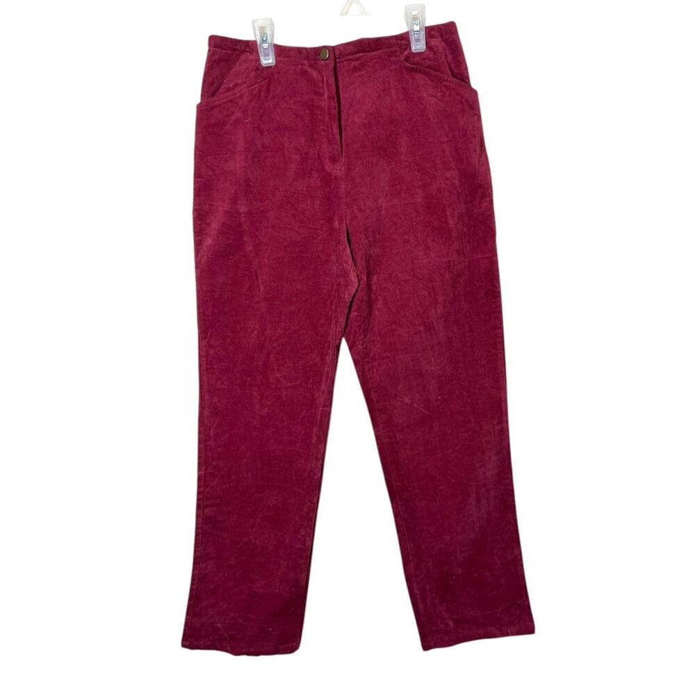 Vintage 1990s Blair Corduroy Pants Size 12 Maroon‎ High Rise Tapered